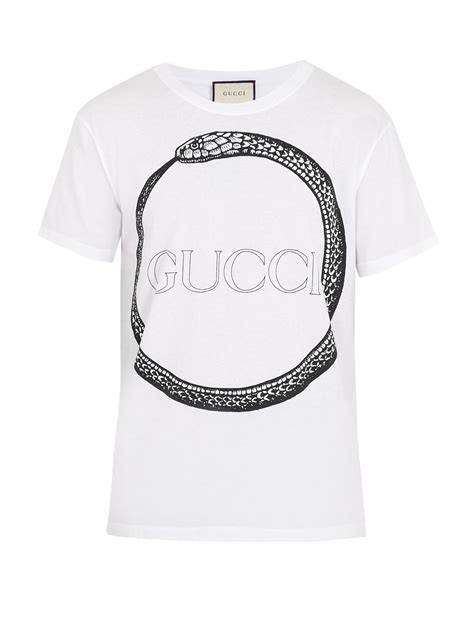 snake and logo-print cotton t-shirt gucci
